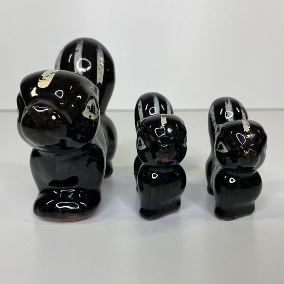 3 Vintage Skunk Figurines Stamped Japan Redware Pottery Hand Painted Doe Kits - Picture 3 of 10
